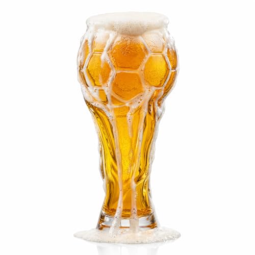 harhoers Beer Glass – 16oz Soccer Cup Shaped Drinking Cup for Viewing Parties – Football Novelty Gifts for Soccer Fansclear Beer Glass