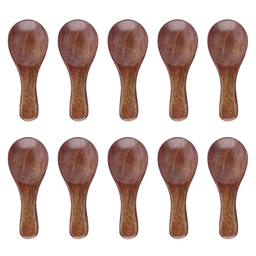 Cucharas de Madera Pequeñas: Pequeñas Cucharas de Miel de Madera para Sazonar y Comer, para Azúcar del Té de Miel y Condimento de Aceite, 10 Piezas