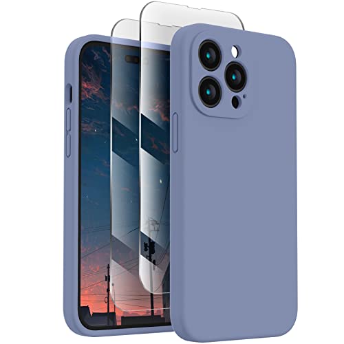 Image of FireNova Designed for iPhone 14 Pro Case, Silicone Upgraded [Camera Protection] Phone Case, Soft Anti-Scratch Microfiber Lining Inside, 6.1 inch, Lavender Gray