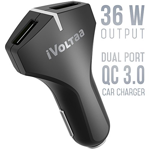 Image of Ivoltaa All Smartphones with USB Charging USB Qc 3.0 Dual Port 36W Rapid Turbo Car Charger with Quick Charge (Black)