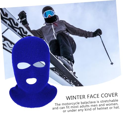 Balaclava cálida para hombres y mujeres, cubreboca tejido para exteriores, protector de cuello resistente al viento, diseño de lana azul miniatura 4