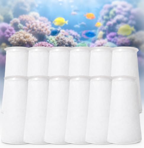 Image of 12Pcs Aquarium Filter Sock 4 Inch Ring, 9 Inch Long, 200 Micron | Sump Filter Socks, Washable & Reusable for Fish Tank Sump Saltwater Freshwater Aquariums, Captures Waste & Fine Debris