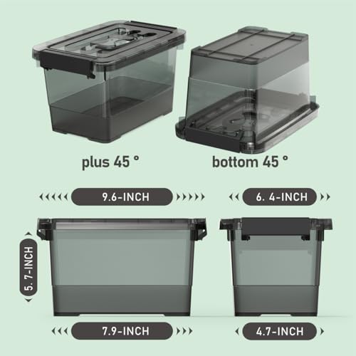 Image of 6 Pack Clear Black Plastic Storage Bins with Lids and Handles, Stackable Organizer Small Latch Boxes, Storage Containers for Organizing (4 Quart)