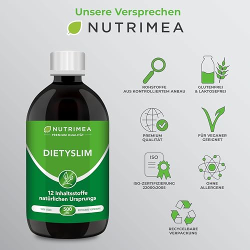 Detox Tee zum Abnehmen - DietySlim 100% Vegan | Natürlich Leber & Körper entgiften | 6 Wöchige Entgiftungskur | Entschlacken, Entwässern Grüner Tea - 500ml