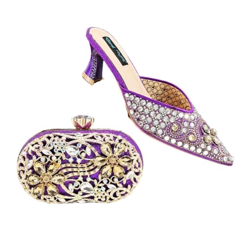 Chaussures strass violettes confortables taille 44 avec pochette pour pieds sensibles