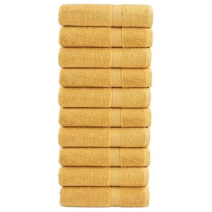 Premium-Duschhandtücher SOLUND 10 Stück Gold 70 x 140 cm 600 g/m²-Handtücher – Premium-Jumbo-Badetuch – Baumwolle, sehr saugfähig und schnell trocknend, extra großes Badetuch – superweiches Handtuch
