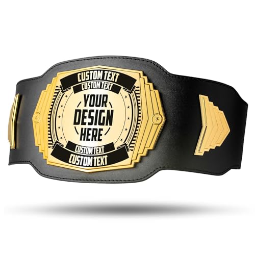 Ultimate 2lb Custom Championship Trophy Belt - Gold Plates | Black Leather
