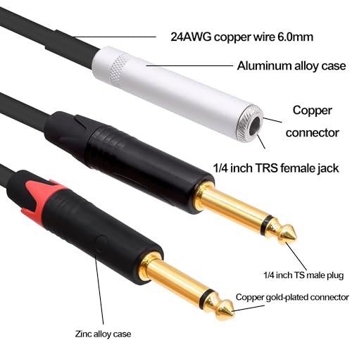 Cable Divisor Y Estéreo 6.35mm TRS a Dual TS 50 cm miniatura 4