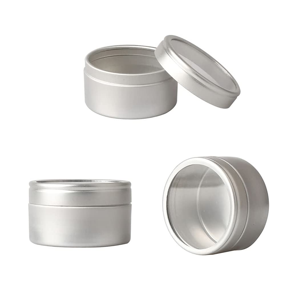 100 Stück 20ml Silber Leere Aluminiumdose Aluminium Runde Stülpdeckeldose Dosen Aludose Blechdosen mit Sichtfenster Cremedosen für DIY Salben Kerze Kosmetik Rasierseife