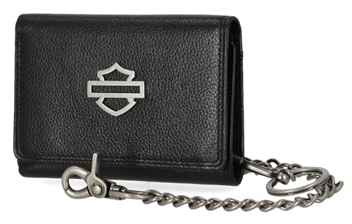 Harley-Davidson Men's Open B&S Medium Biker Chain Leather Wallet, Black2