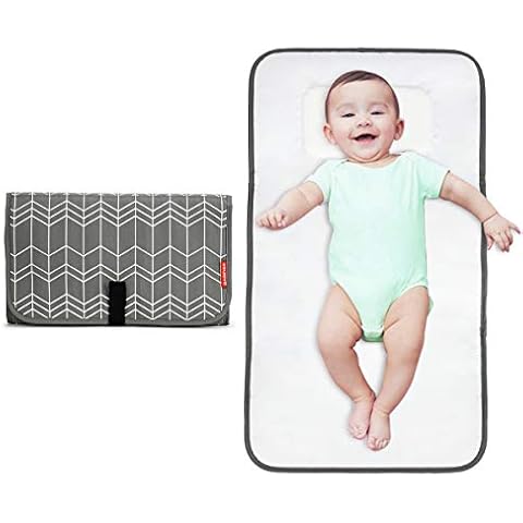BABEYER Portable Nappy Changing Mat, Travel Baby Change Mat for Infant Newborn & Toddlers Home Travel Outside, Grey Wave Cover