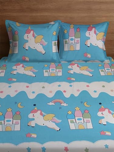 Image of Weave & Decor Cotton Feel Kids Bedsheet Double Bed 90x90 inches, Soft Fabric, Includes 2 Pillow Covers 20x30 inches