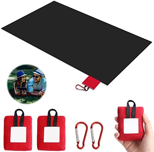Xulisheng 2 PCS Mini Pocket Picnic Blanket Mini Picnic Mat 73x110cm Lightweight Sand Proof Waterproof Folding Pocket Picnic Mat with Carabiners for Outdoor Camping Travel Hiking Picnic