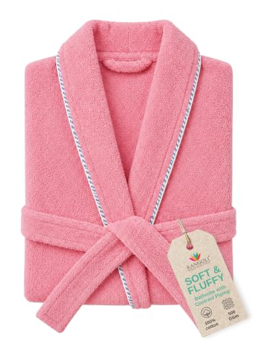 Image of RANGOLI Sunshine 100% Cotton Bathrobes For Women, 500 GSM Free Size Bath Robe With Rope,Ultra-soft, Lightweight & Highly Absorbent Luxurious Bath Gown /Bath Robe