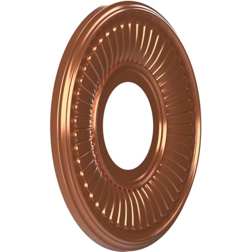 Image of Ekena Millwork CMP10BEBCO Berkshire Thermoformed PVC Ceiling Medallion (Fits Canopies up to 4 1 /2 inch), 10 inchOD x 3 1 /2 inchID x 3 /4 inchP, Bright Coat Copper