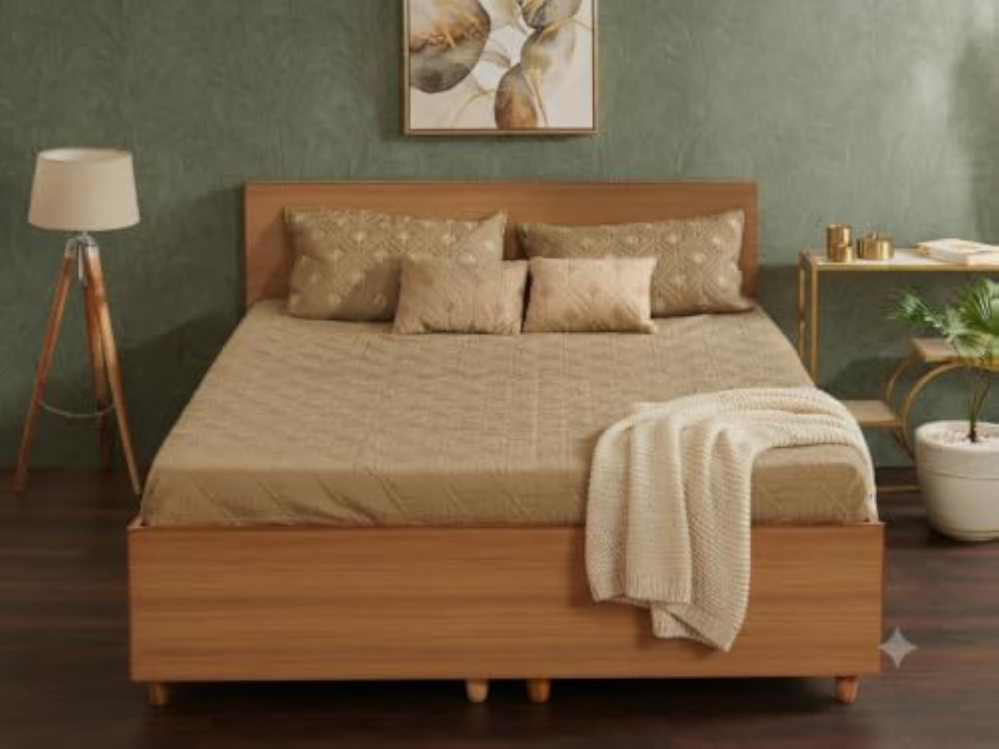Premium Brown 5 Piece Quilted Bed Cover Set for Double Bed King Size