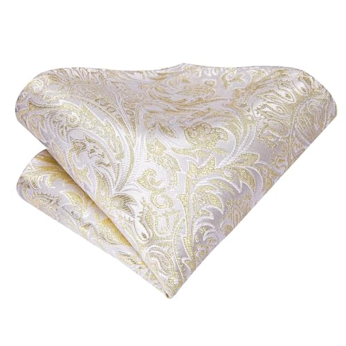 Image of Dubulle Mens Paisley Striped Tie Woven Necktie for Men and Handkerchief Cufflinks Set Wedding Formal Business