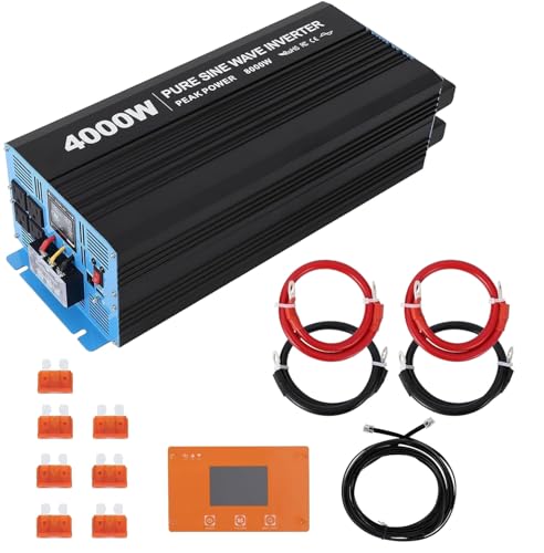 Image of 4000W Pure Sine Wave Power Inverter 12V to 110V /120V DC to AC with LCD Display, Remote Controller 4 x AC Outlets & 2 x 3.4A USB Car Adapter for Car Truck Boat RV Solar System
