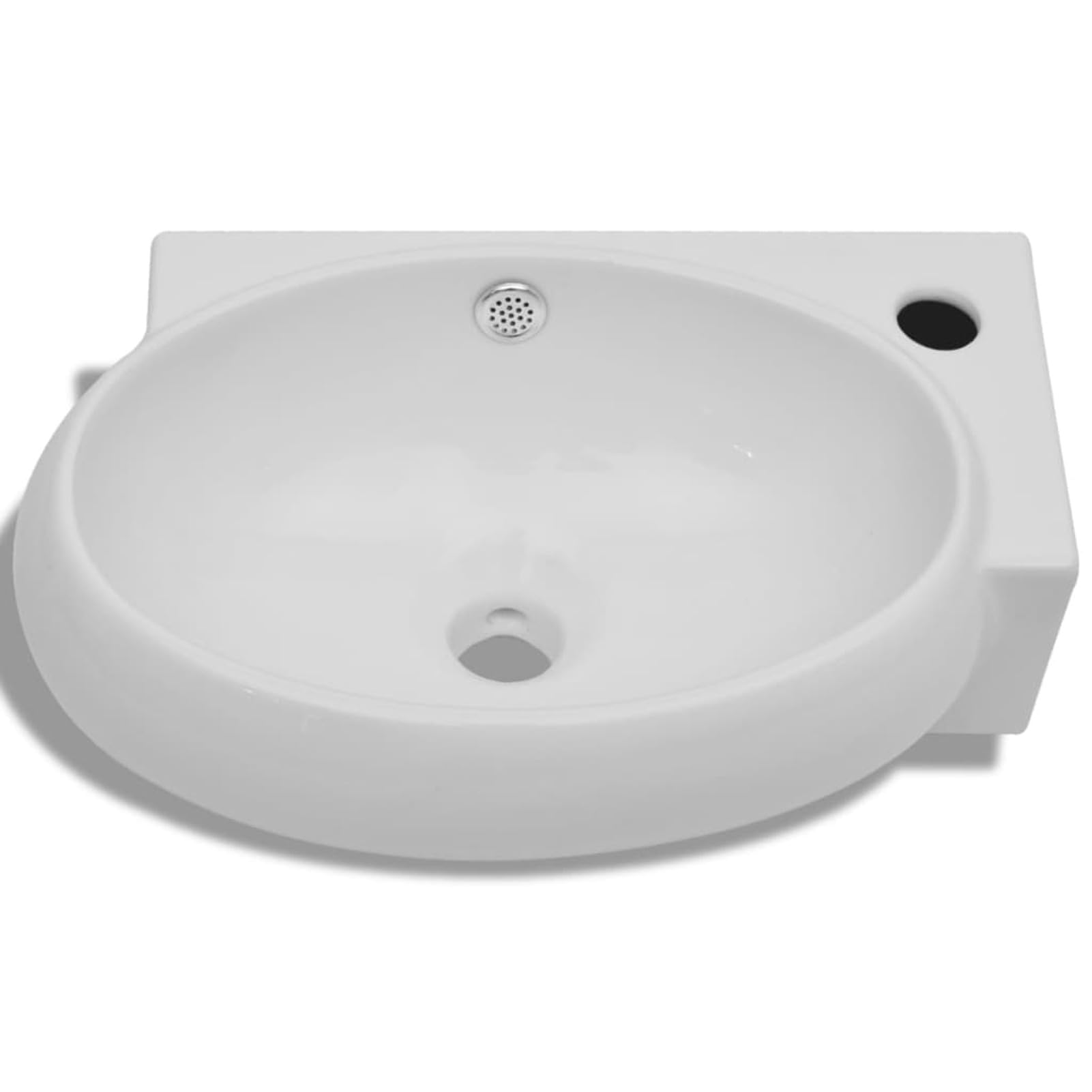 ZEYUAN Lavabo con Hueco de Grifo y rebosadero cerámica Blanco, Fregadero, Lavabo Baño, Lavamanos Baño, Lavatorio Casa De Banho, Mueble Lavabo sobre Encimera
