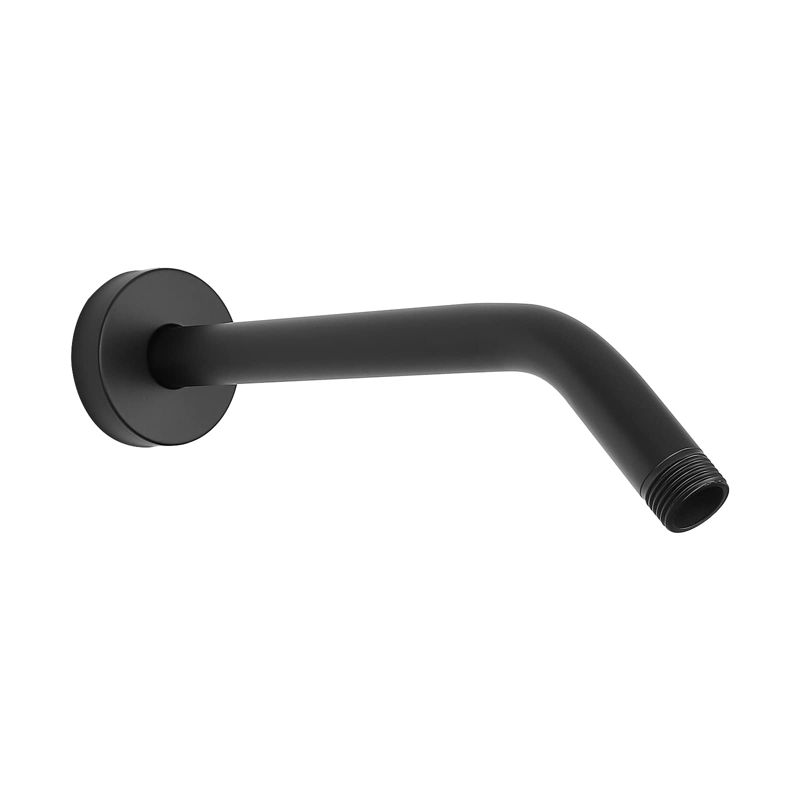 Brazo de ducha con brida y cinta de teflón, tubo de ducha montado en la pared, brazo de extensión de acero inoxidable 304 para cabezal de ducha fijo y mano (10 pulgadas, negro mate)