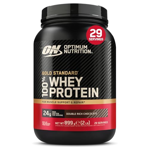 Optimum Nutrition, Gold Standard 100% Whey Protein Powder, Double Rich Chocolate, 899g, 29 Servings, Package May Vary