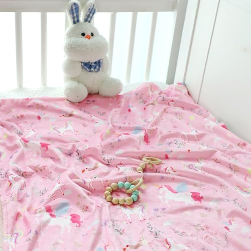 Image of SWESEN Baby Blanket for Boys Girls, Super Soft Double Layer Mink Blankets with Dotted Backing, Unicorn Toddler Newborn Nursery Bed Blanket, Multicolor Printed Blanket, 30 X 40 Inches