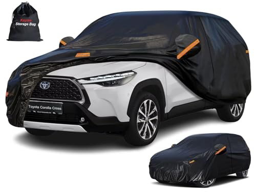 Image of Kayme 7 Layers SUV Car Cover Custom Fit for Toyota Corolla Cross (2020-2026), Waterproof All Weather for Automobiles,Rain Sun UV Protection.Black