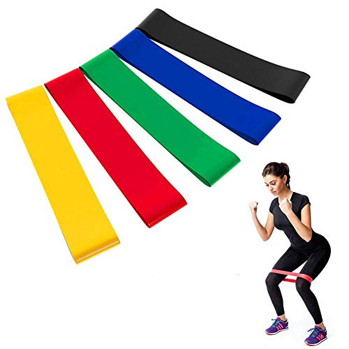 Resistance Bands Set Exercise Bands - 5 Colors Yoga Resistance Rubber Bands Indoor Outdoor Fitness Equipment 0.35mm-1.1mm Pilates Sport Training Workout Elastic Bands