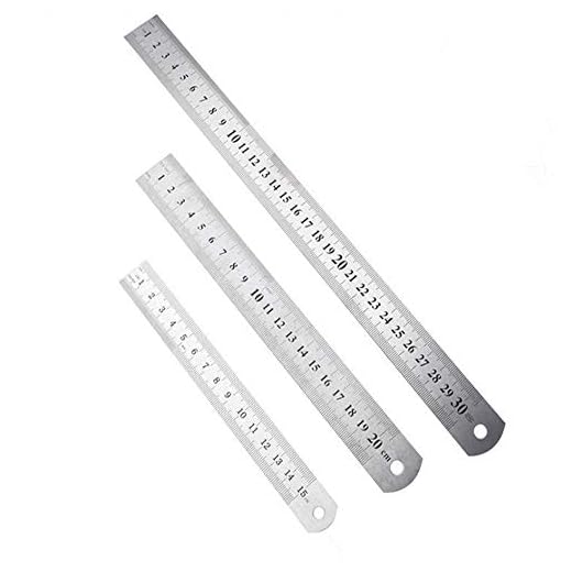 3 st linjaler i rostfritt stål, 15 cm (6 tum)/20 cm (8 tum)/30 cm (12 tum), dubbelsidig precisionsmetalllinjal kit, mätverktyg med rak kant, för kontorsteknik ritningar