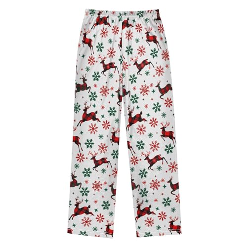 Christmas Pajama Pants Red Elk Snowflake Long Sleep Pants Lounge Bottoms2