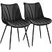 Yaheetech Set of 2 Modern Upholstered Dining Chairs with Metal Legs, Armless Side Chairs for Kitchen Dining Room Living Room, Kitchen Chairs with Backrest Black