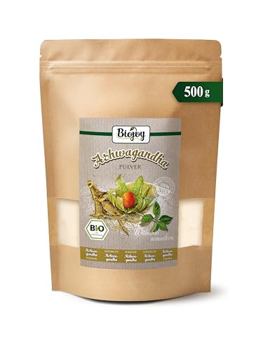 Biojoy Ashwagandha en Polvo BÍO (500 g), Raíz de Ashwagandha molida, Ginseng Indio (Withania somnifera)