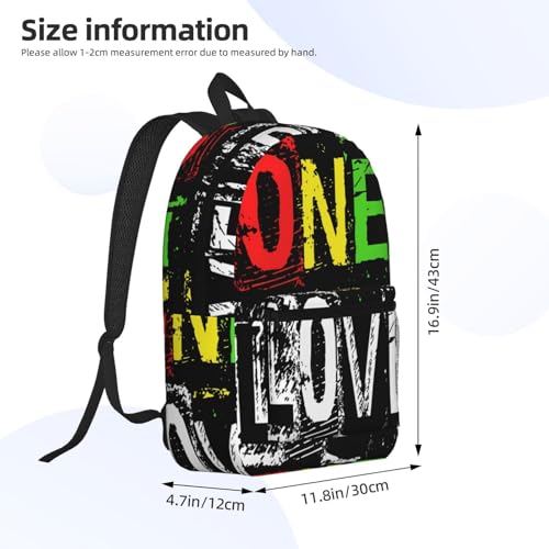 One Loves Jamaican Rasta Reggae 17 Inch Backpacks Multipurpose Laptop Backpack Double Shoulder Bag for Men Women Gifts3
