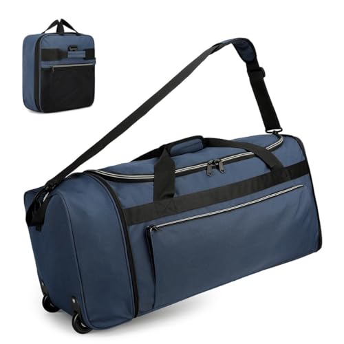Uarition Foldable Rolling Duffle Bag with Wheels, 80L Large Duffle Bag for Travel, Carry On Duffel Bag for Men and Women