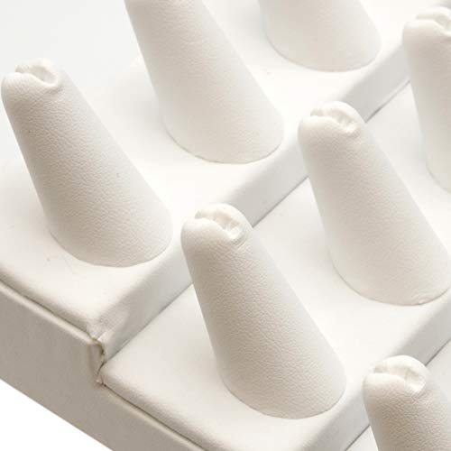 Expositor de anillos blanco para tienda de joyería con 18 dedos 3