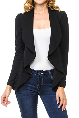 Women's Long Sleeve Classic Draped Open Front Lightweight Blazer(S-3XL)