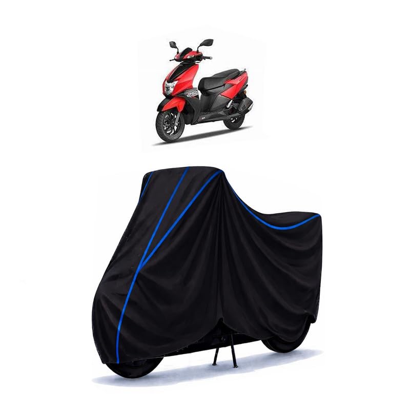 Image of Scooty Cover Water Resistant for Ntorq 125 XT | Universal Scooter & Bike Cover | Heavy Duty UV Dust, Rain & Scratch Protection | Elastic Fit All Weather Indoor Outdoor | Black with Blue Piping