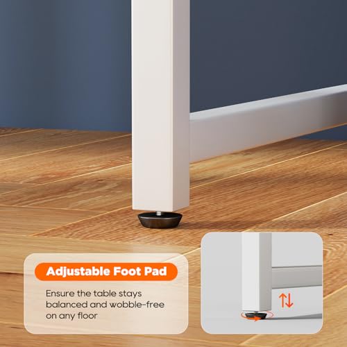 Image of PayLessHere | 63 Inch Computer Desk | White | Office Desk with Metal Frame, Adjustable Feet | Water-Resistant, Scratchproof Surface | Sturdy Writing Table for Home Office or Study | Pack of 1