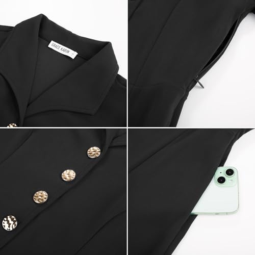 GRACE KARIN Fall Work Dresses for Women 2025,3/4 Sleeve Business Dress with Pockets,A-Line Office Professional Dresses4