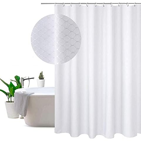 EurCross Solid White Fabric Shower Curtain Extra Long Cover