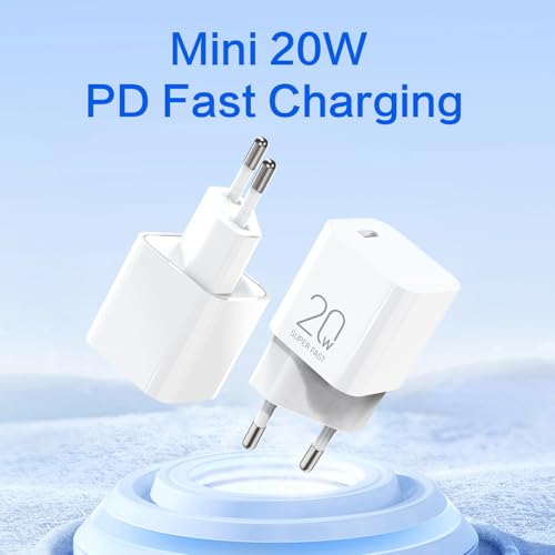 iPhone Ladegerät, 20W USB C Ladegerät für iPhone 17 16 15 14 13 12 11, Power Adapter USB C Stecker Ladestecker Schnellladegerät USB c Netzteil für iPhone 16 15 14 13 12