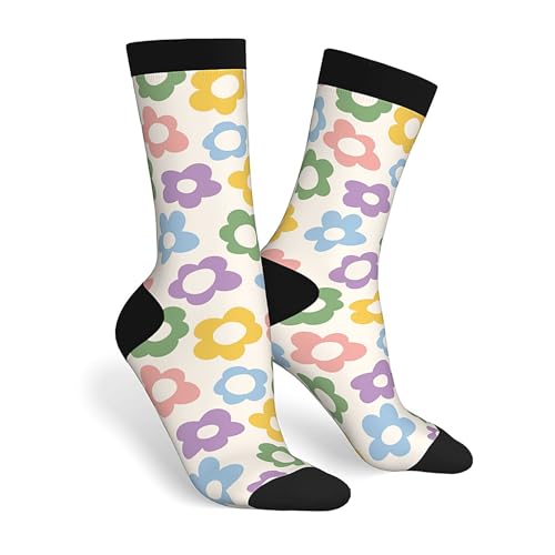 JKJOJIA Calcetines elegantes y novedosos, divertidos y casuales, calcetines de vestir, regalos para hombres y mujeres, Vintage Groovy Flower Modern, talla única