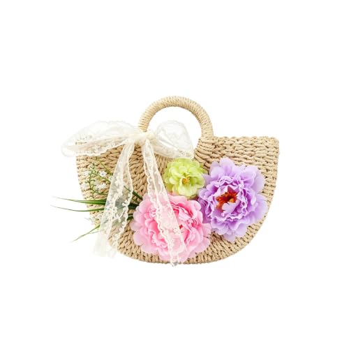 Sac en paille romantique avec son nœud en dentelle pour un été inoubliable