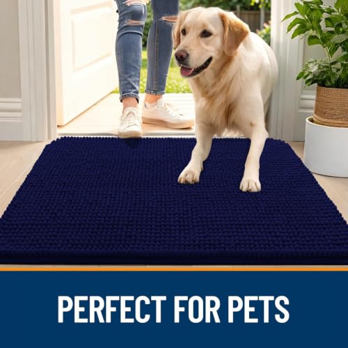 Image of OLANLY Dog Door Mat for Muddy Paws 40x32, Absorbent Chenille Mud Doormat