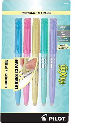 PILOT FriXion Light Pastel Collection Erasable Highlighters, Chisel Tip, Assorted Color Inks, 5-Pack (46543) - 1 Pack
