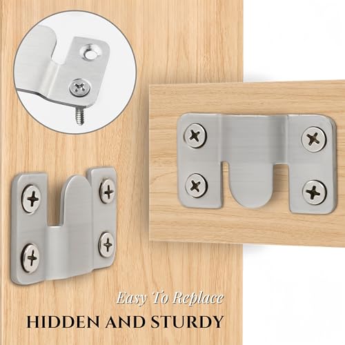 Image of 8 Pieces Z Clip Interlocking Bracket - Wall Flush Mount Picture Hanging Bracket Heavy Duty Photo Frame Hanger Stainless Steel 4 Hole DisplayBoard Hanging Buckle (4 Pairs)