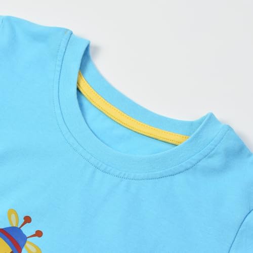 Image of HILEELANG Toddler Boy Short Sleeve Tee Shirts Summer Cotton Casual Graphic Crewneck Tshirt Packs