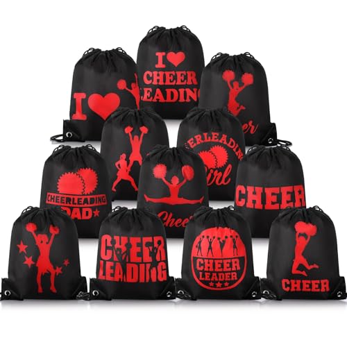 Paterr 12 Pcs Cheer Drawstring Backpack Cheerleaders Drawstring Gym String Bag Sports Gifts for Women Men