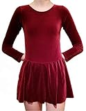 Ice Figure Skating Dance Practice Velvet Dress Girls (Age 14, Deep Red)