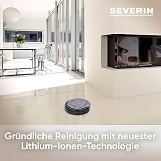 SEVERIN Saugroboter "chill®", leistungsstarker Staubsauger Roboter für Hartböden und kurzflorige Teppiche, extra flacher Putzroboter mit Treppenstufenerkennung, platingrau, RB 7025
